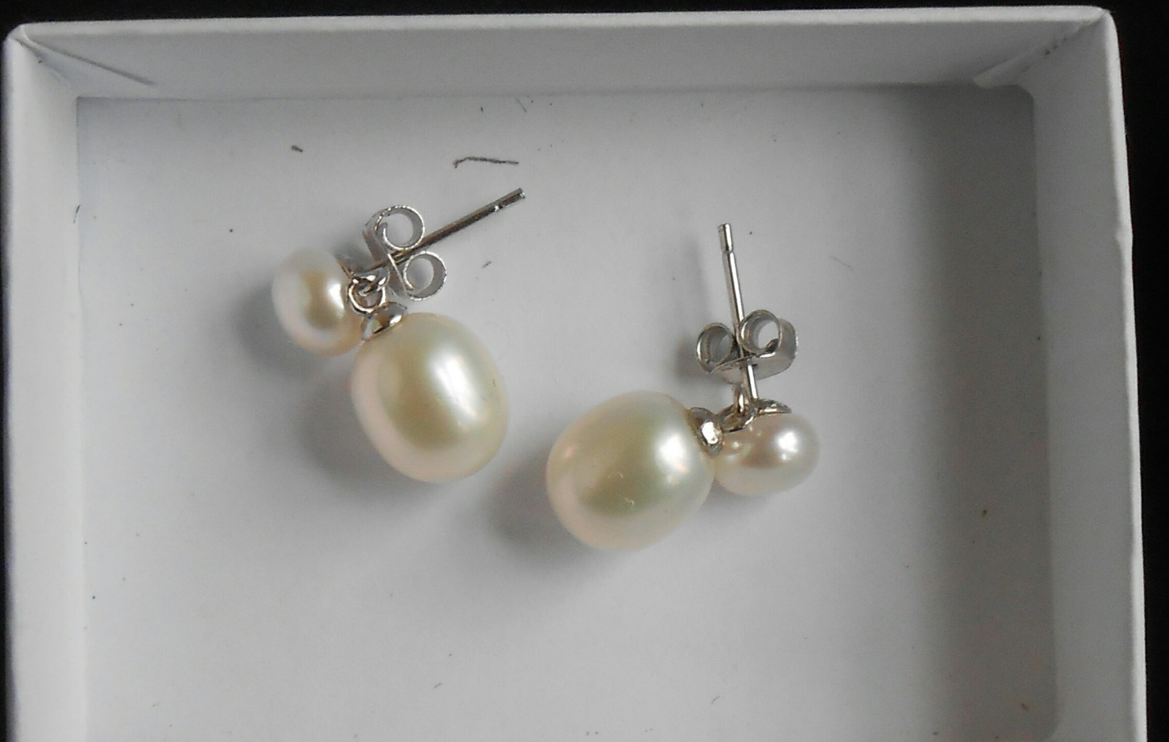 Princess Kate Double White Long Pearl Earrings on Post Sterling Silver –  Pearl Jewellery